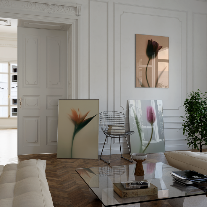 Geschenkidee · Tulpen und Blumen hinter Glas Poster Ästhetische Fotografie Prints · Dekoprint ohne Rahmen | JUSTGOODMOOD