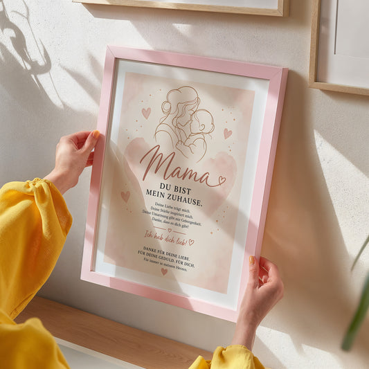 Muttertag Poster Mama & Kind Herz · Geschenk für Mama · Liebe Spruch Poster · Familie Wanddeko · Print ohne Rahmen