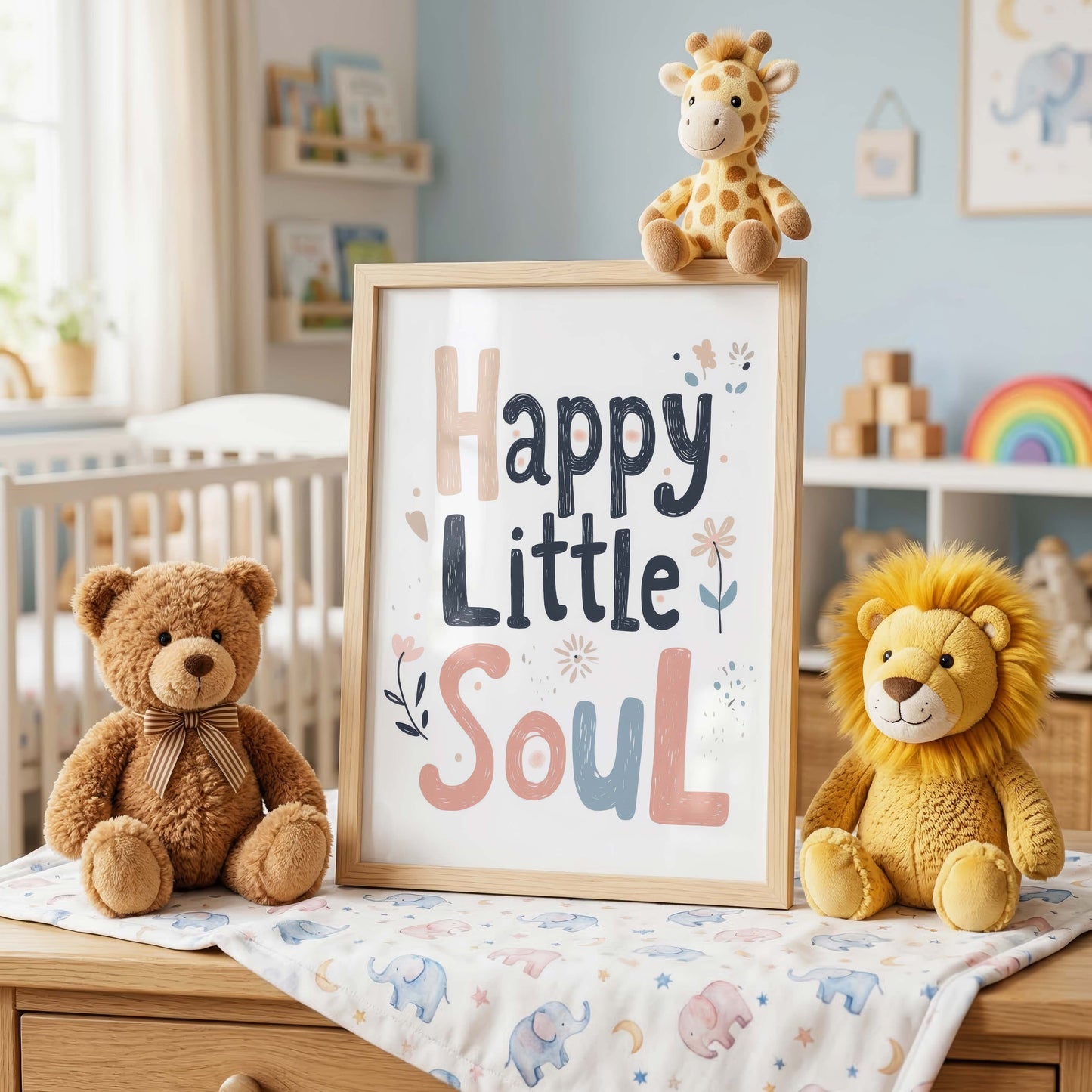 Babyzimmer Poster · Geschenkidee · Aquarell mit Karussellpferd und Teddybär · Kinderzimmer Deko · Dekoprint ohne Rahmen