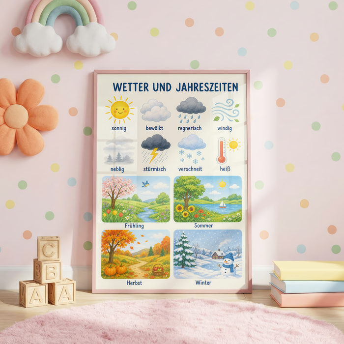 Geschenkidee · Lernposter Set für Kinder Alphabet Zahlen Formen und Farben · Dekoprint ohne Rahmen | JUSTGOODMOOD