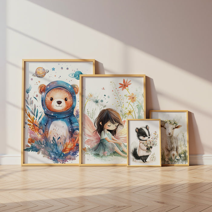 Tiere Kinderzimmer Poster auf Baumwoll-Canvas