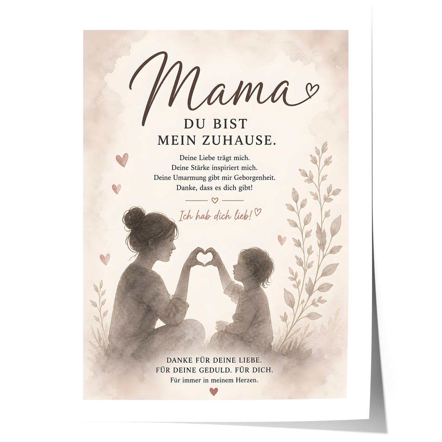 Muttertag Poster Mama & Kind · Geschenk für Mama · Liebe Spruch Poster · Familie Wanddeko · Print ohne Rahmen