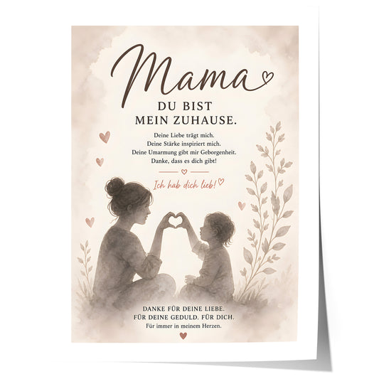 Muttertag Poster Mama & Kind · Geschenk für Mama · Liebe Spruch Poster · Familie Wanddeko · Print ohne Rahmen