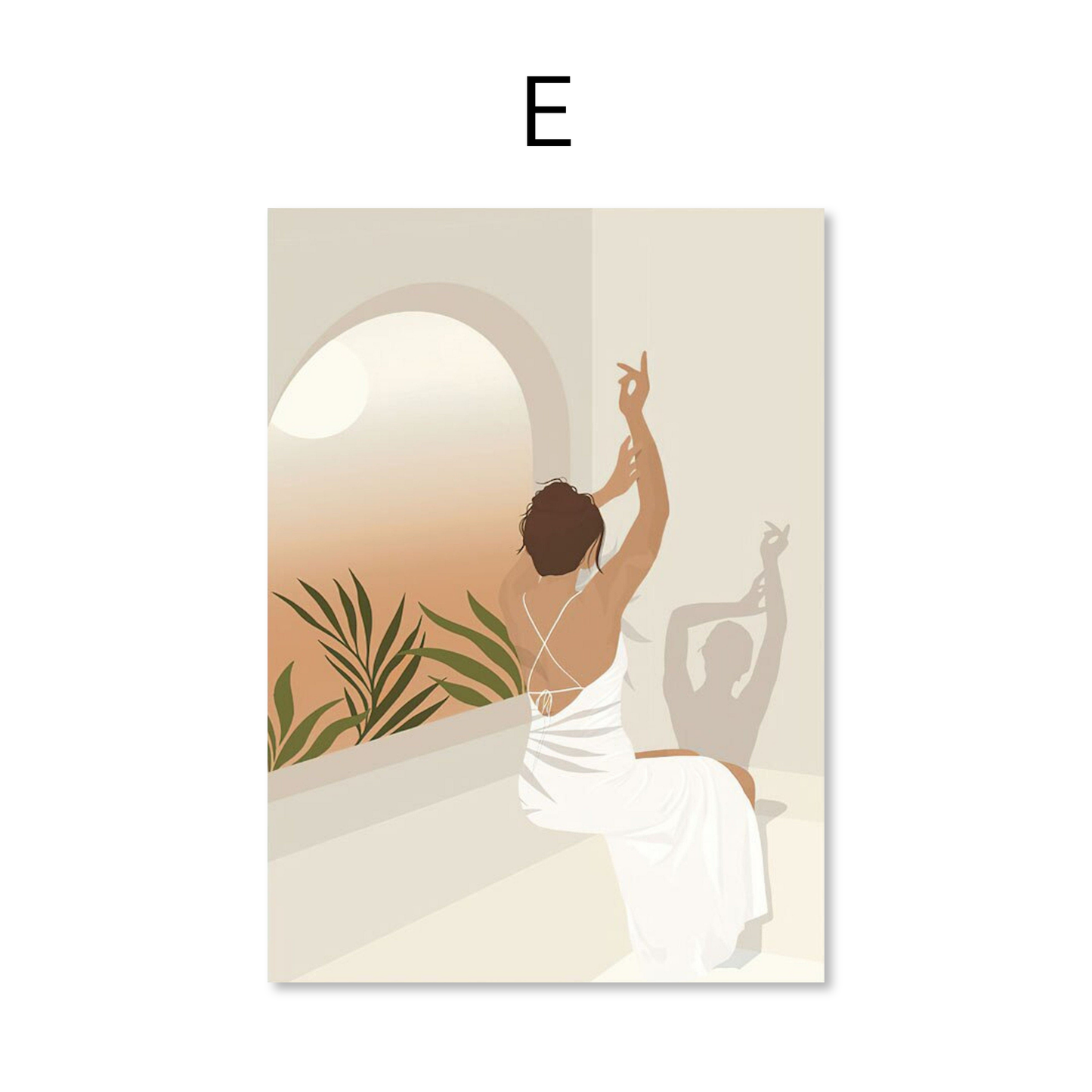 Poster Boho Frau und Blätter als Deko Print ohne Rahmen