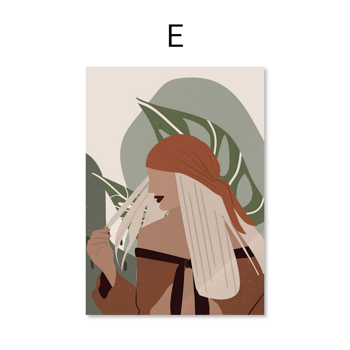 Poster Boho läßige Frau und Monstera Pflanze als Deko Print ohne Rahmen