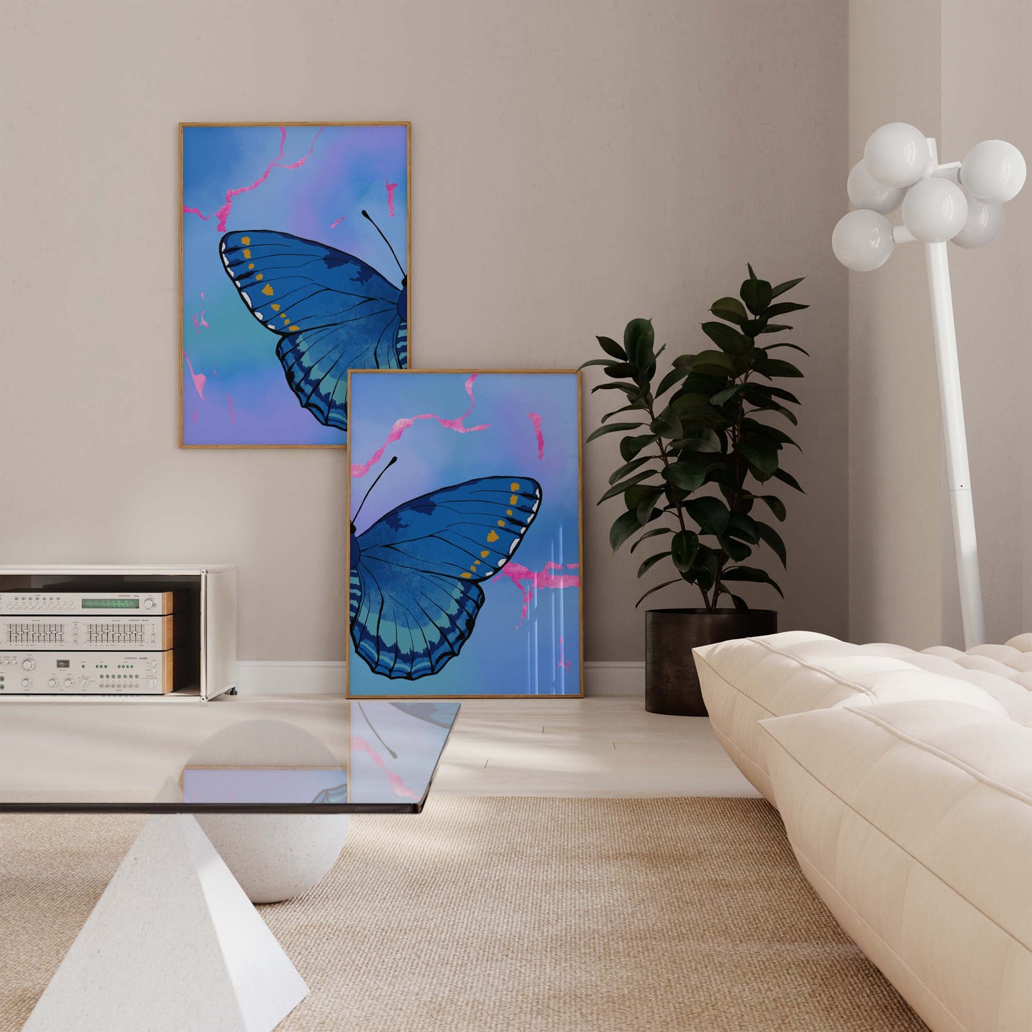Blue Butterfly Wings Poster · Geschenkidee · Minimalistisches Butterfly Style Design · Urban Kunst · Moderne Wanddeko · Print ohne Rahmen