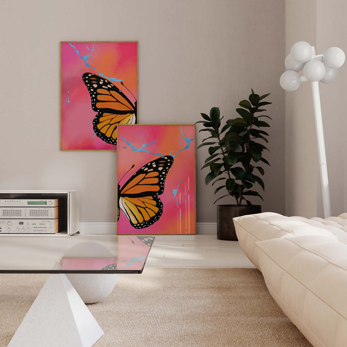 JUSTGOODMOOD Orange Butterfly Poster – Edle Wanddeko