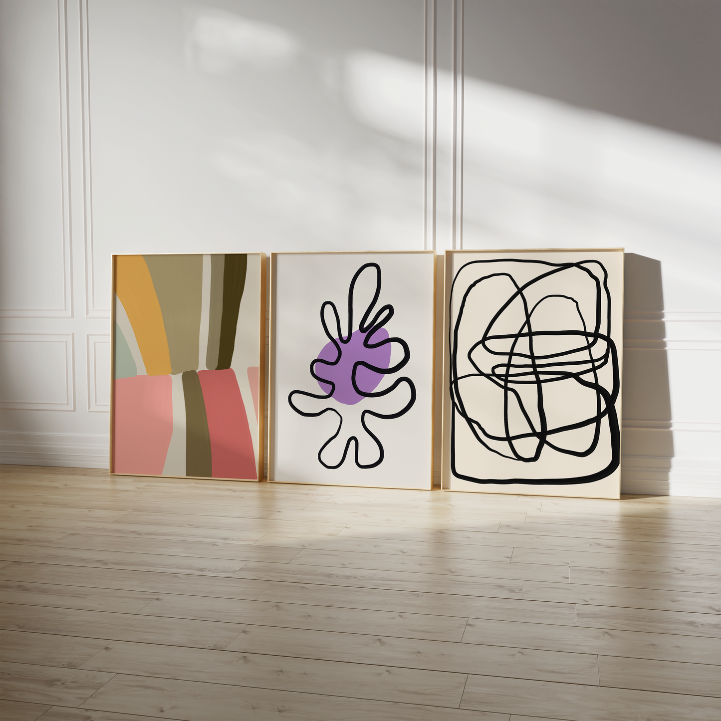Moderne Kunst Poster · Geschenkidee · Abstrakte Formen Minimalistische Line Art und Farbblock Wandkunst · Dekoprint ohne Rahmen