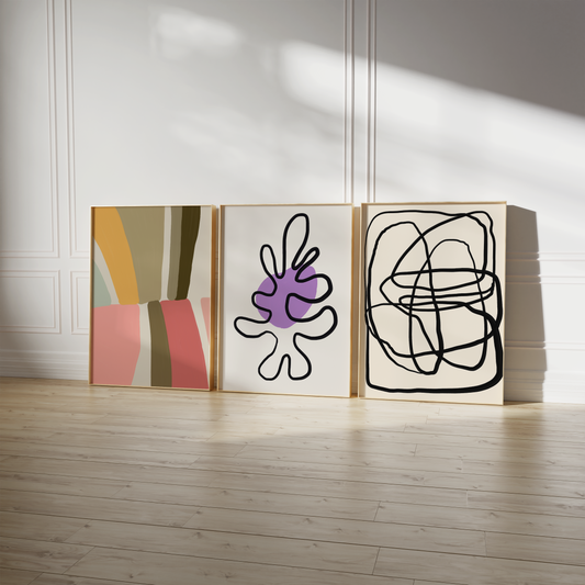 Moderne Kunst Poster · Geschenkidee · Abstrakte Formen Minimalistische Line Art und Farbblock Wandkunst · Dekoprint ohne Rahmen