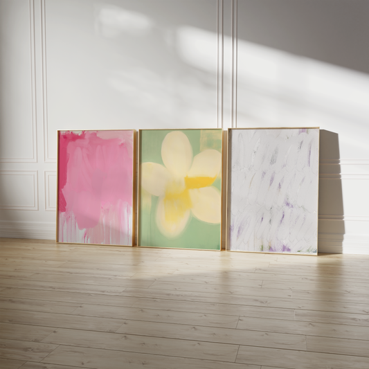 Abstrakte Poster · Wohnidee · Abstrakte Kunst Blumen Motive Pastell Farben · Dekoprint ohne Rahmen