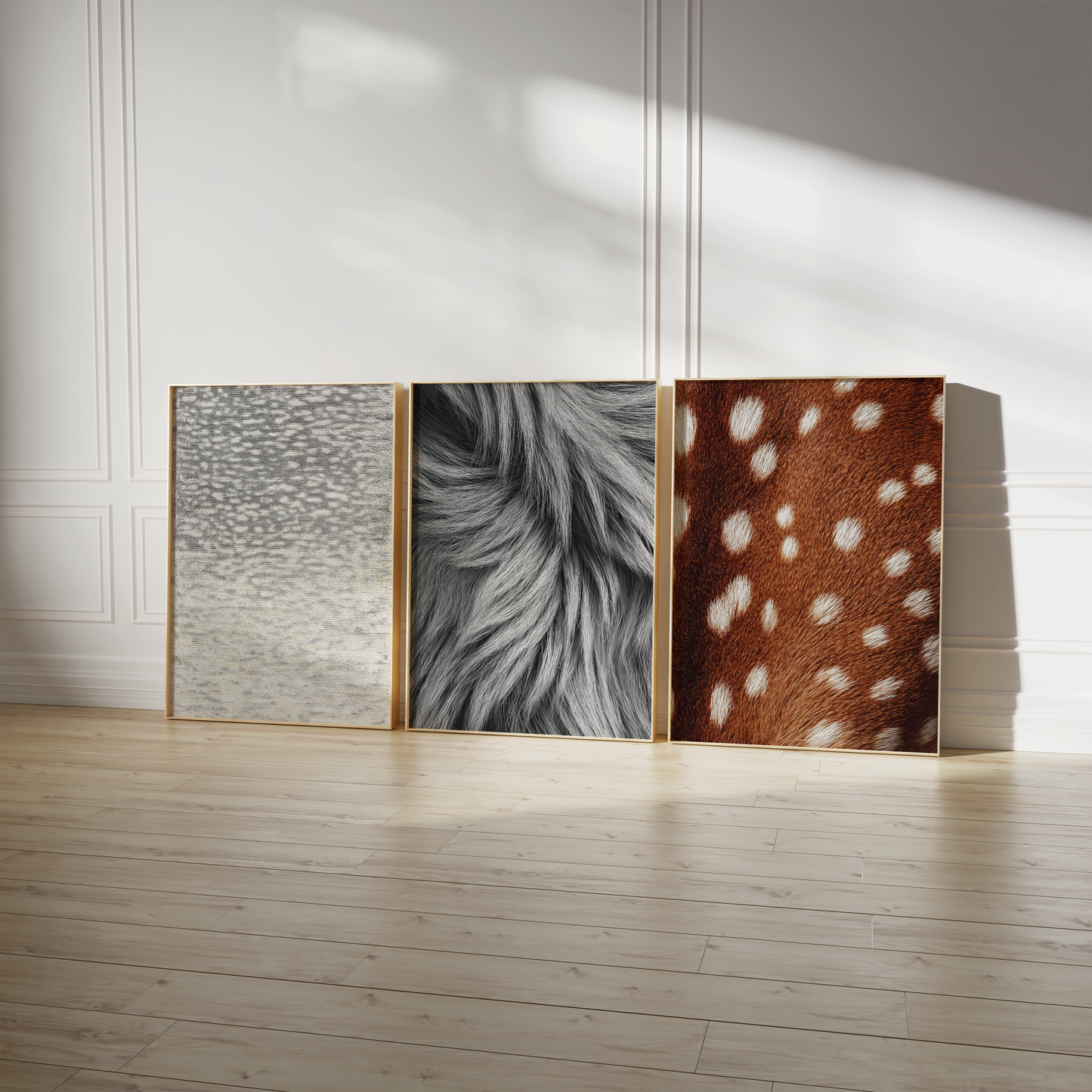 Tiermuster Poster · Geschenkidee · Reh Leopard Zebra Felloptik · Dekoprint ohne Rahmen