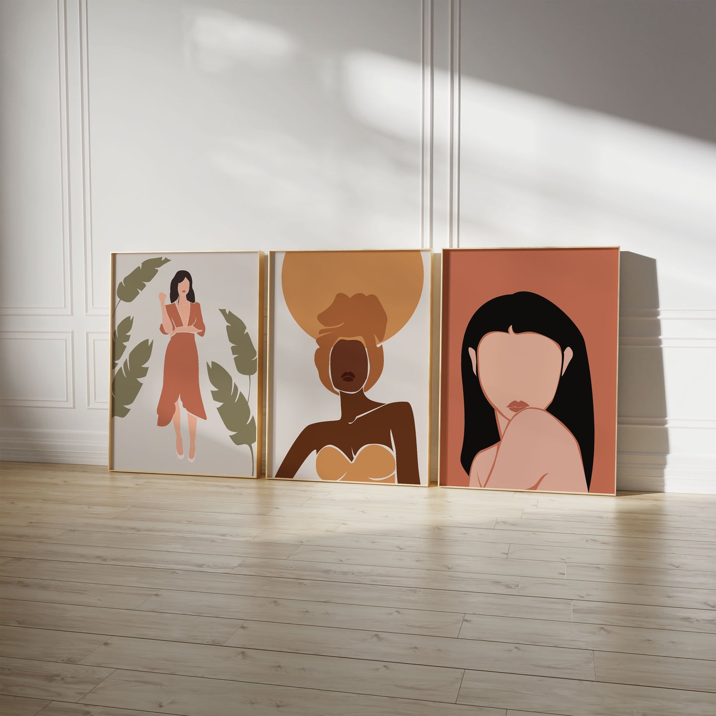 Abstrakte Frauen Poster · Geschenkidee · Boho Figuren, Terrakotta und Minimalistische Kunst · Dekoprint ohne Rahmen