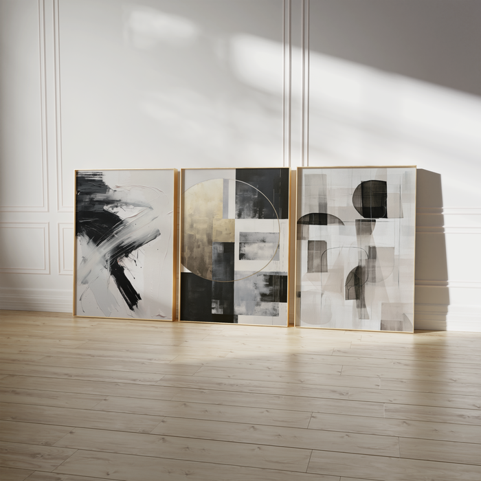 Schwarz-Weiß-Poster mit geometrischen Formen