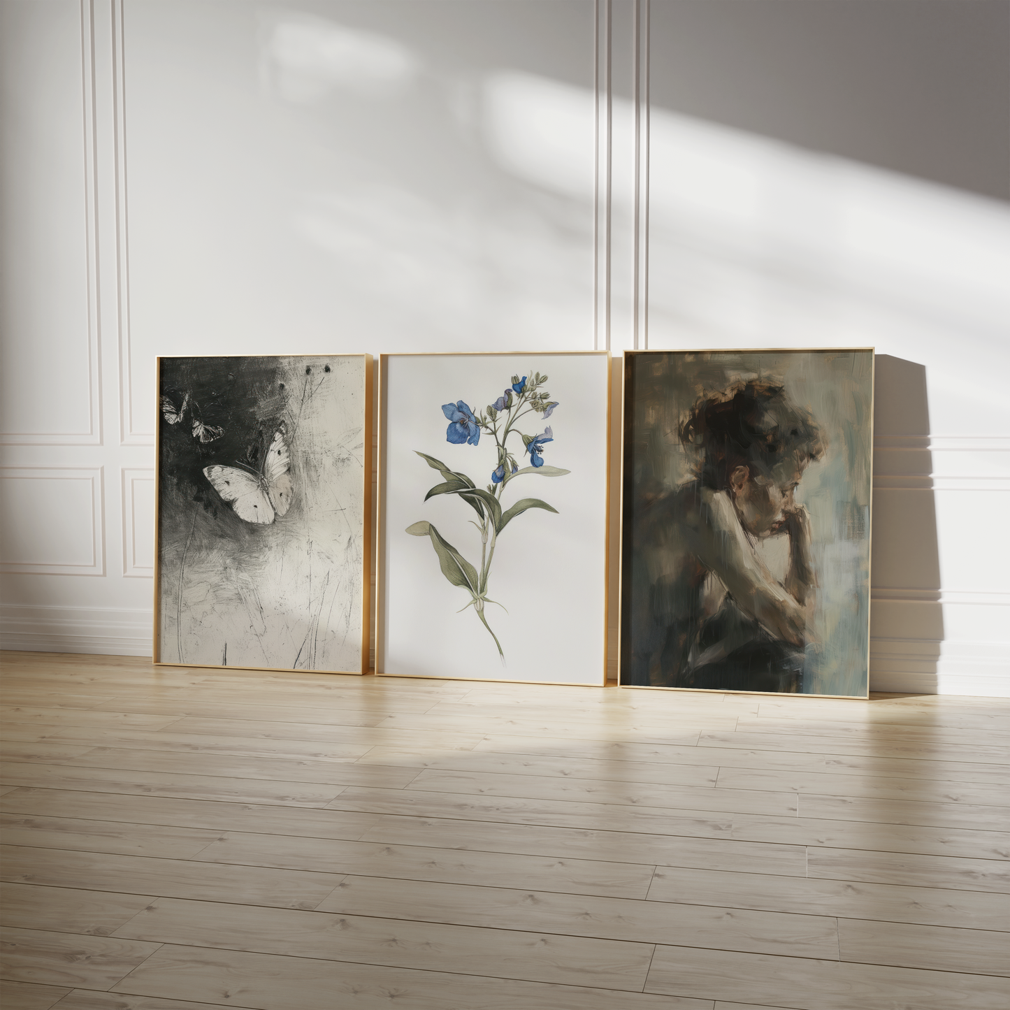 Moderne Vintage Kunst Poster · Geschenkidee · Wald Blumen Figuren Klassische Wandkunst · Dekoprint ohne Rahmen