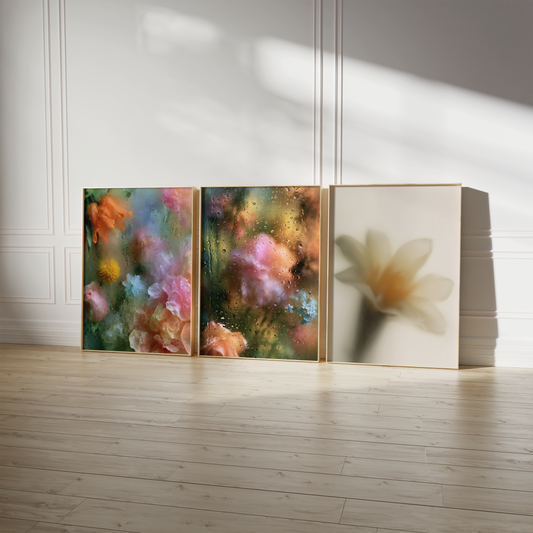 Blumen Poster · Blumen hinter Glas · Dekoprint ohne Rahmen