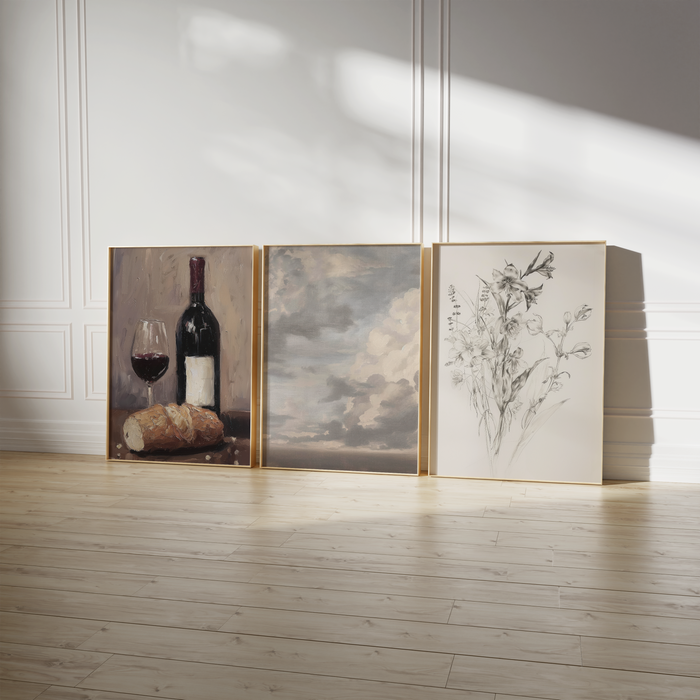 Dorf & Blumen Poster im Vintage Stil