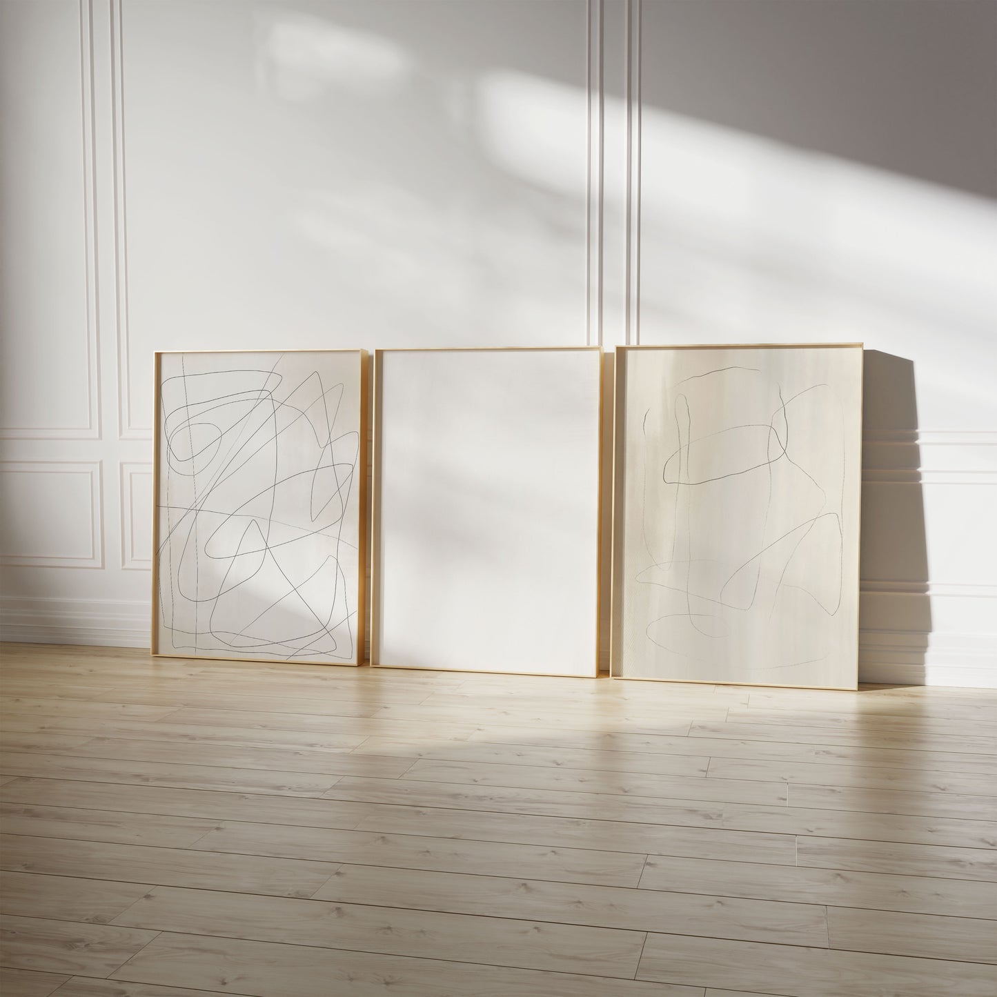 Abstrakte Minimalismus Poster · Geschenkidee · Beige Linienkunst und Organische Formen · Dekoprint ohne Rahmen