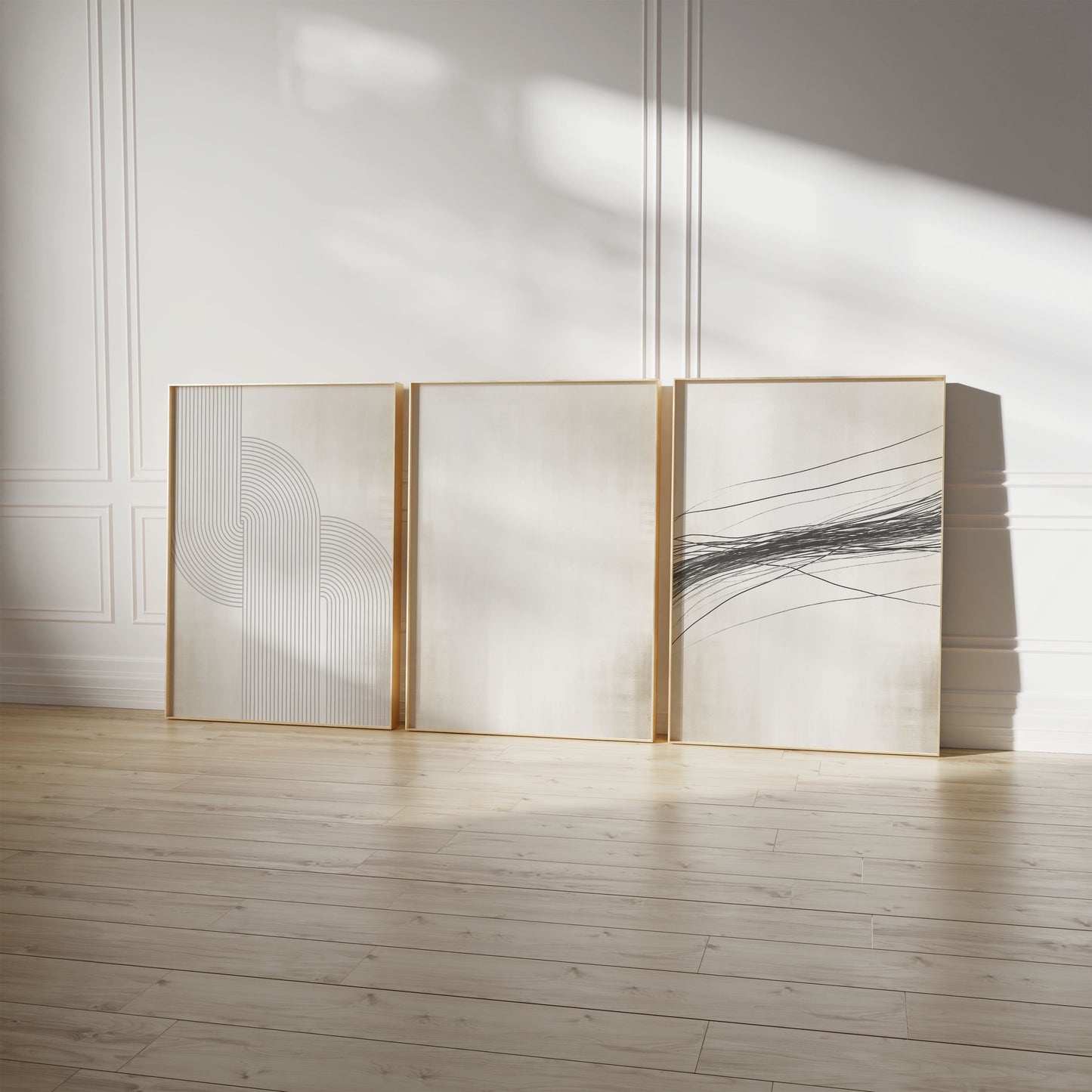 Abstrakte Linien Poster · Geschenkidee · Minimalistische Line Art in Beige, Schwarz und Naturtönen · Dekoprint ohne Rahmen