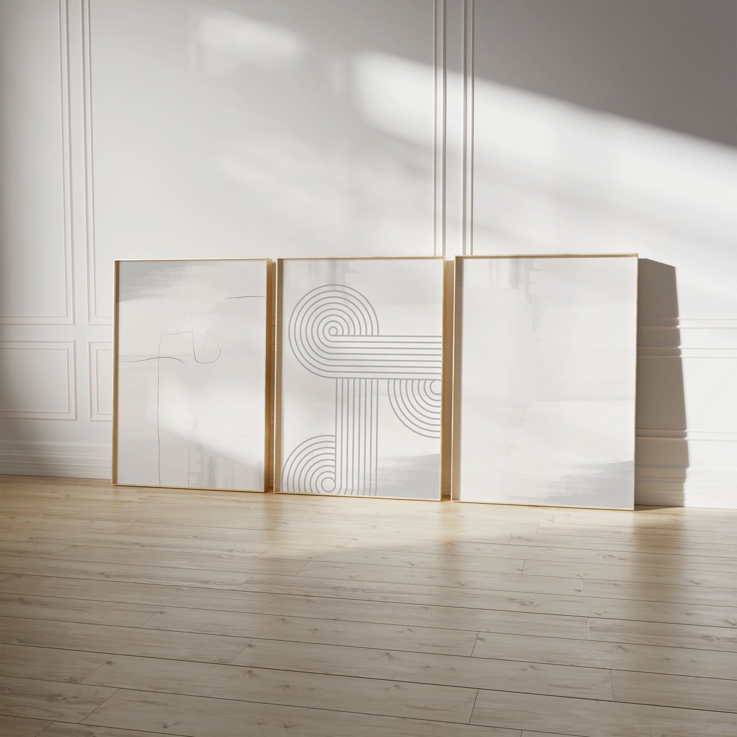 Abstrakte Linien Poster · Geschenkidee · Minimalistische Line Art in Beige, Schwarz und Grau · Dekoprint ohne Rahmen
