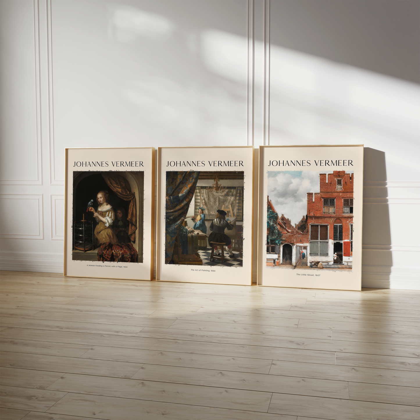 Johannes Vermeer Poster · Geschenkidee · Frau mit Papagei Straßenszene Malkunst Musik · Dekoprint ohne Rahmen