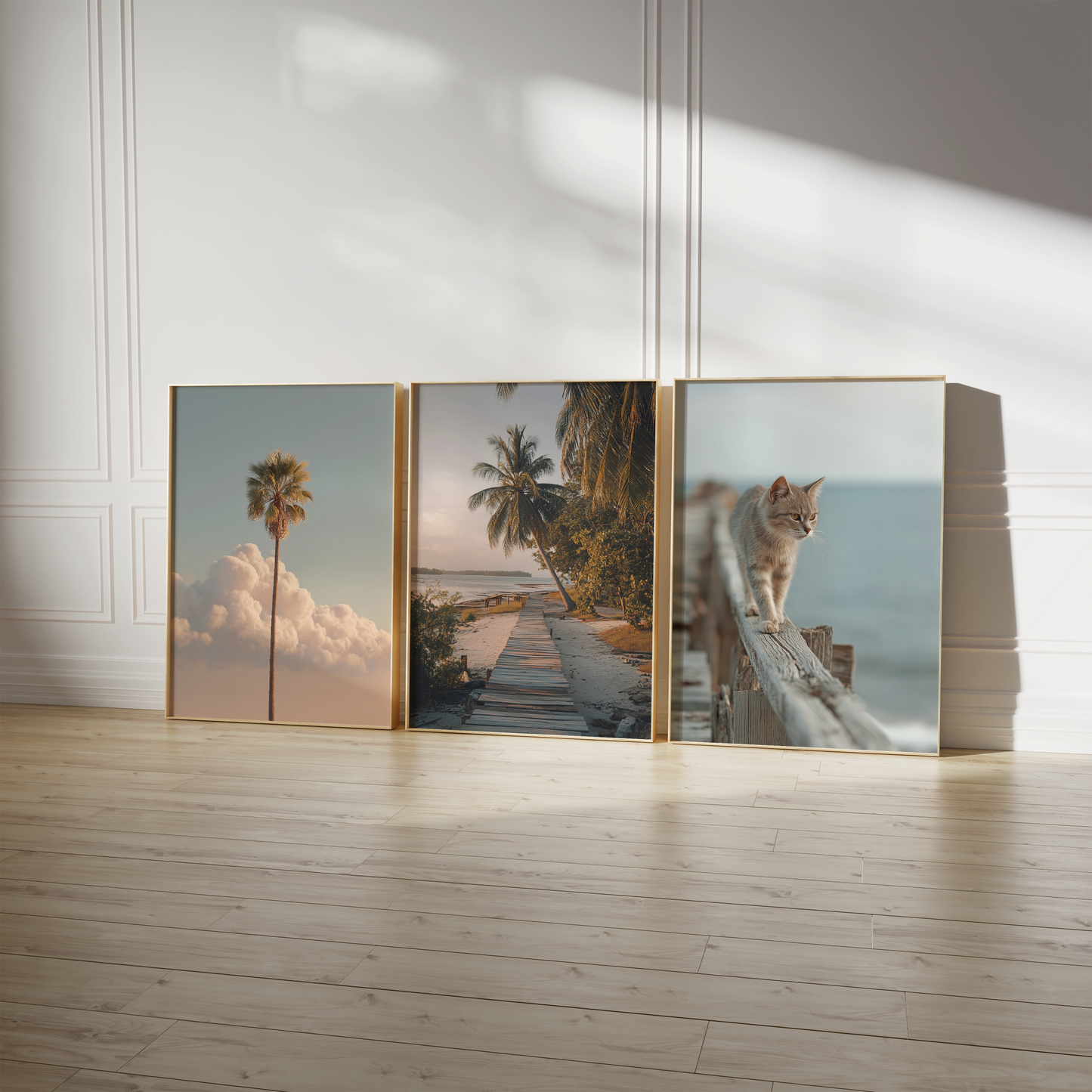 Strand Poster · Geschenkidee · Palmen Muscheln Küstenlandschaften · Dekoprint ohne Rahmen