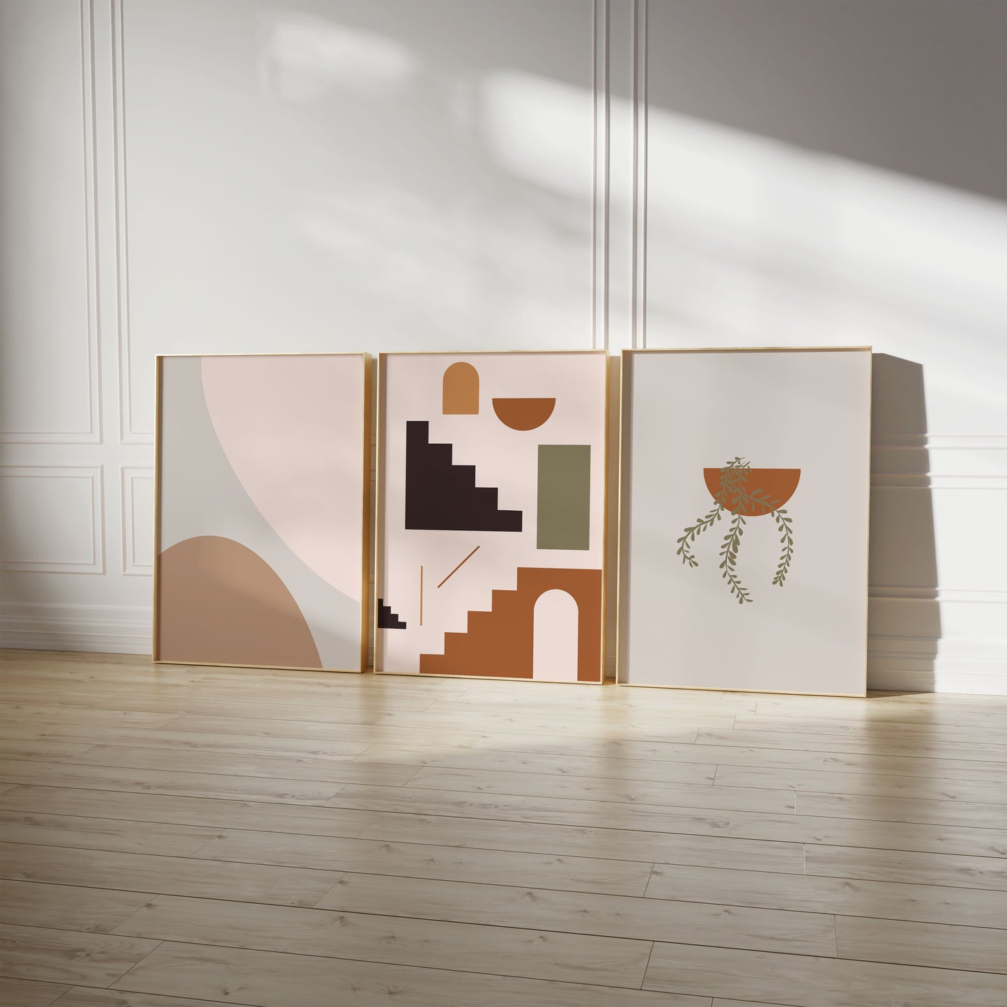 Boho Frauen Poster · Geschenkidee · Terrakotta, Minimalistische Figuren und Abstrakte Formen · Dekoprint ohne Rahmen