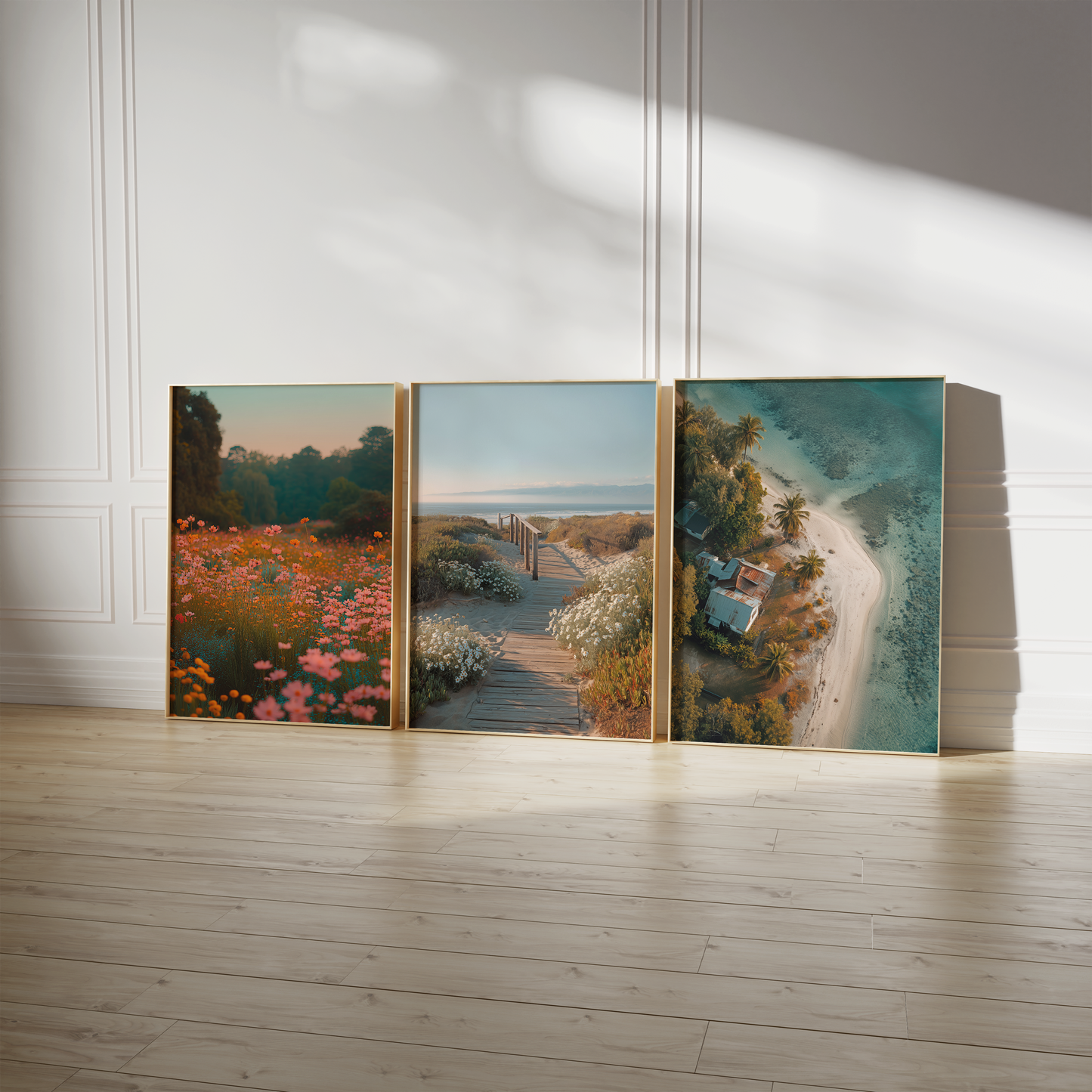 Tropen Poster · Geschenkidee · Palmen Blumen Strandlandschaften · Dekoprint ohne Rahmen