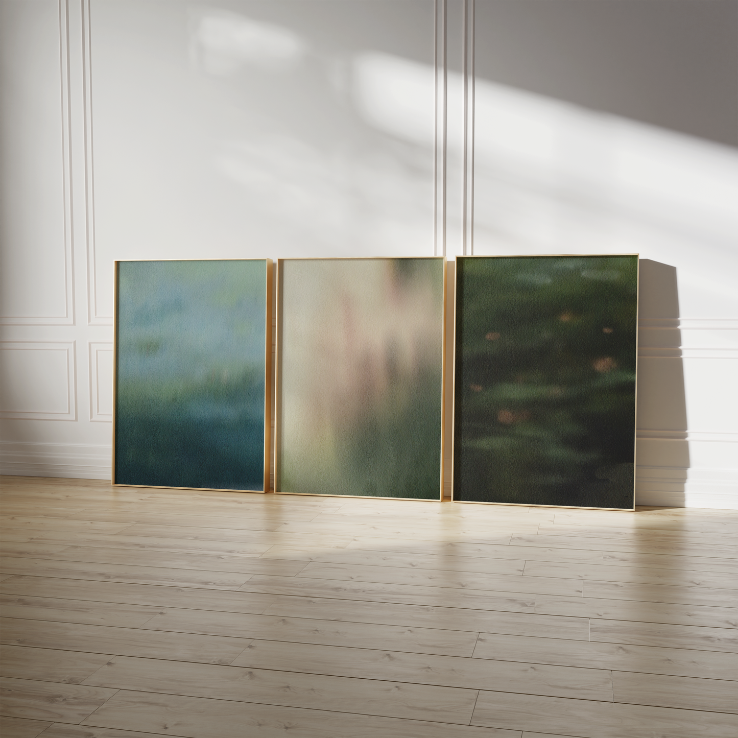 Botanische Poster · Geschenkidee · Sanfte Blätter Nebel Wasserlandschaften Abstrakte Natur · Dekoprint ohne Rahmen