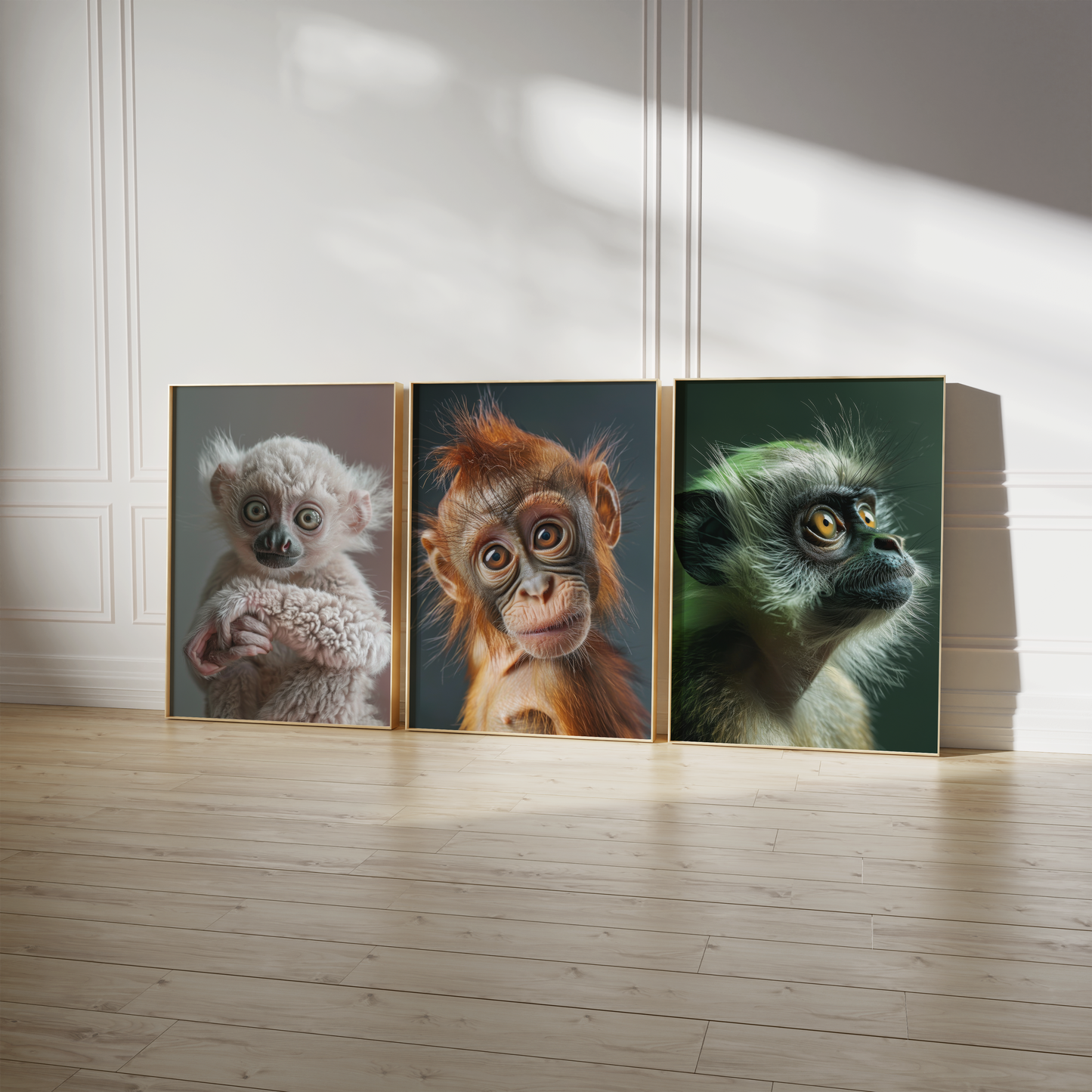 Süße Affen Poster · Geschenkidee · Affenbabys mit großen Augen · Dekoprint ohne Rahmen