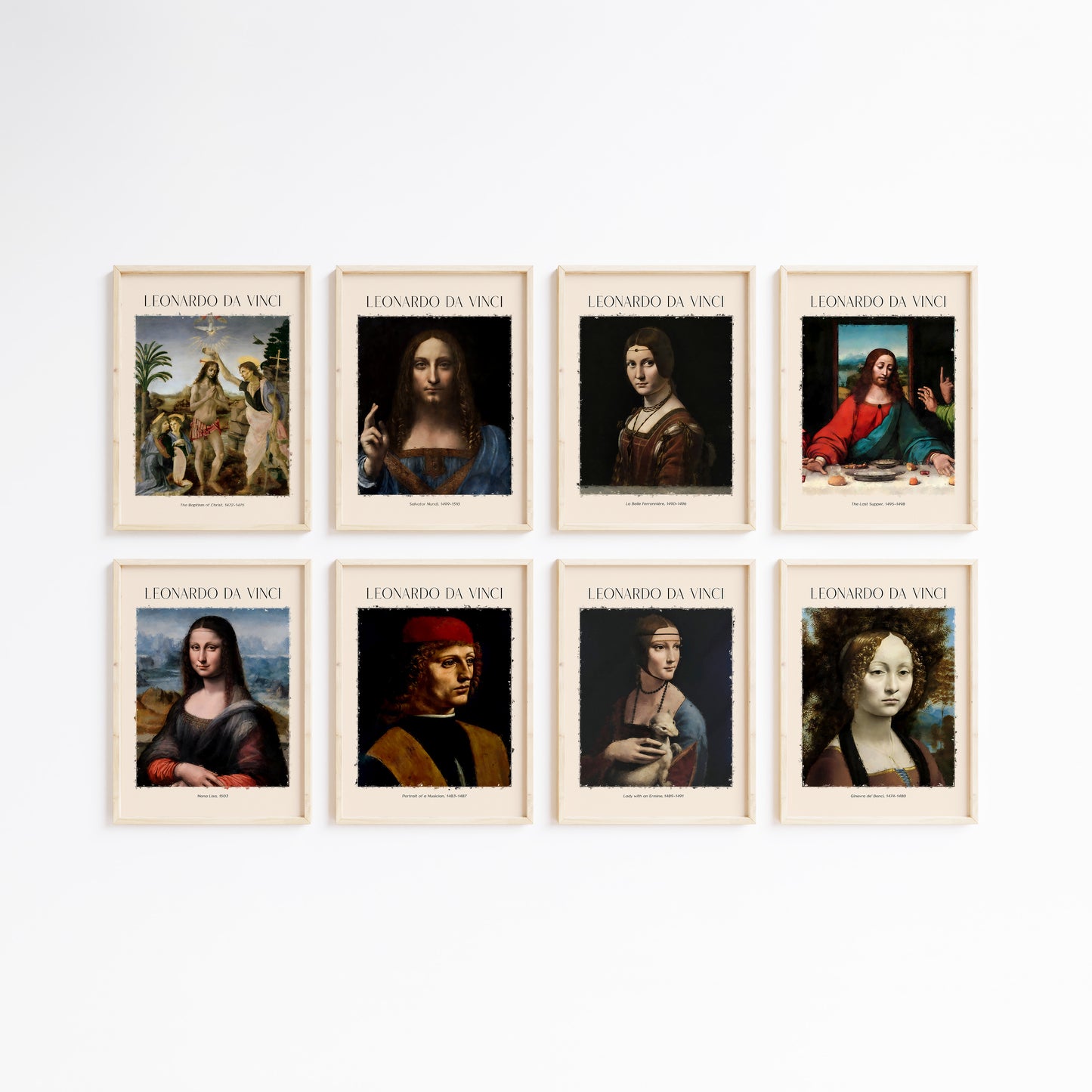Leonardo da Vinci Kunst Poster · Geschenkidee · Mona Lisa Dame mit Hermelin Salvator Mundi Renaissance Meisterwerke · Dekoprint ohne Rahmen