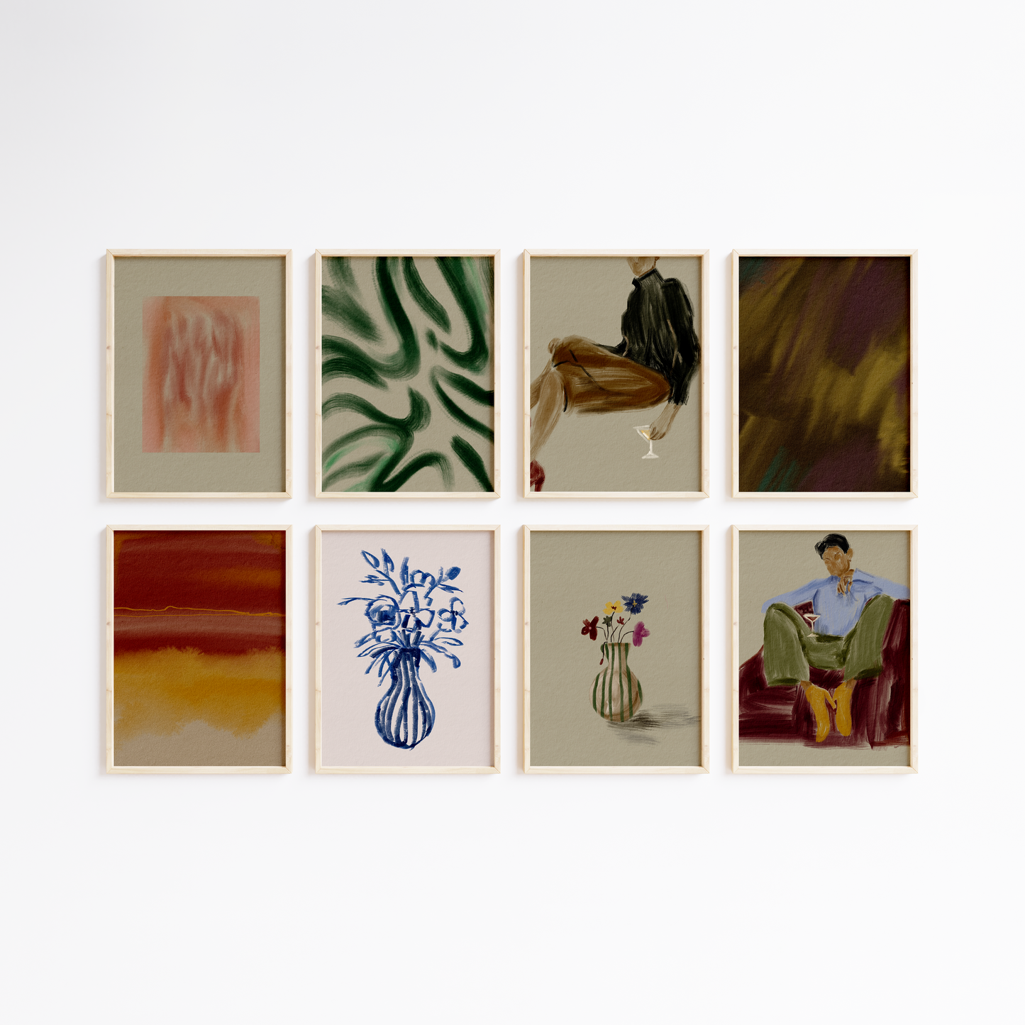 Abstrakte Poster · Figuren Blumenvasen moderne Kunst · Dekoprint ohne Rahmen