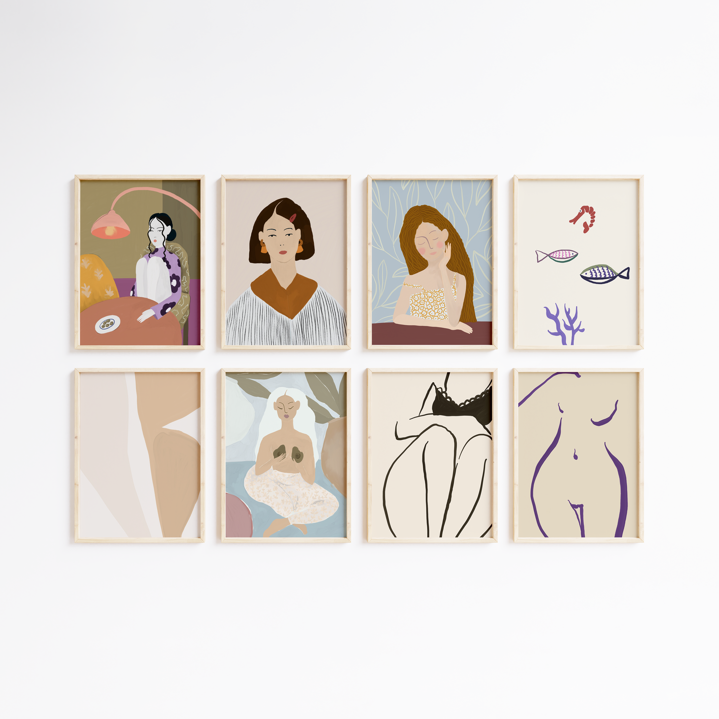 Abstrakte Frauen Poster · Geschenkidee · Abstrakt Frauengesichter Weibliche Silhouetten Line · Dekoprint ohne Rahmen