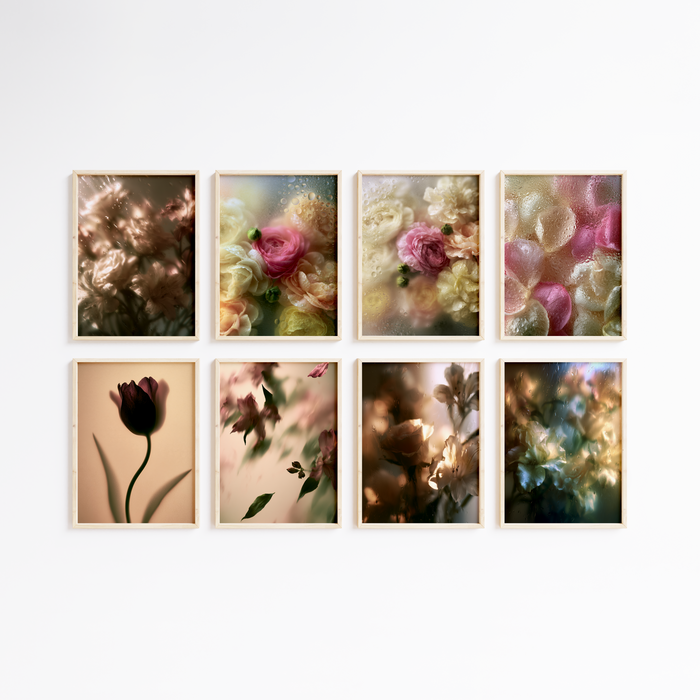Geschenkidee · Rosen und Tulpen hinter Glas Poster Ästhetische Natur Fotografie · Dekoprint ohne Rahmen | JUSTGOODMOOD