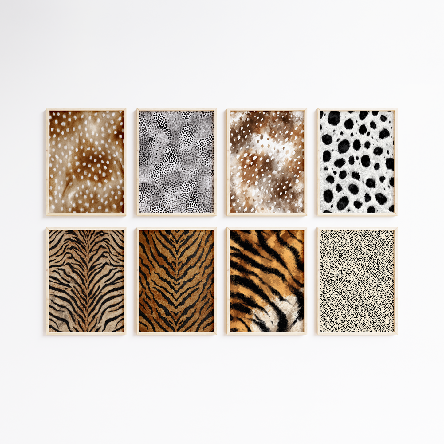 Tiermuster Poster · Geschenkidee · Tierfell Muster Wildtiere Leopard und Tiger Texturen · Dekoprint ohne Rahmen