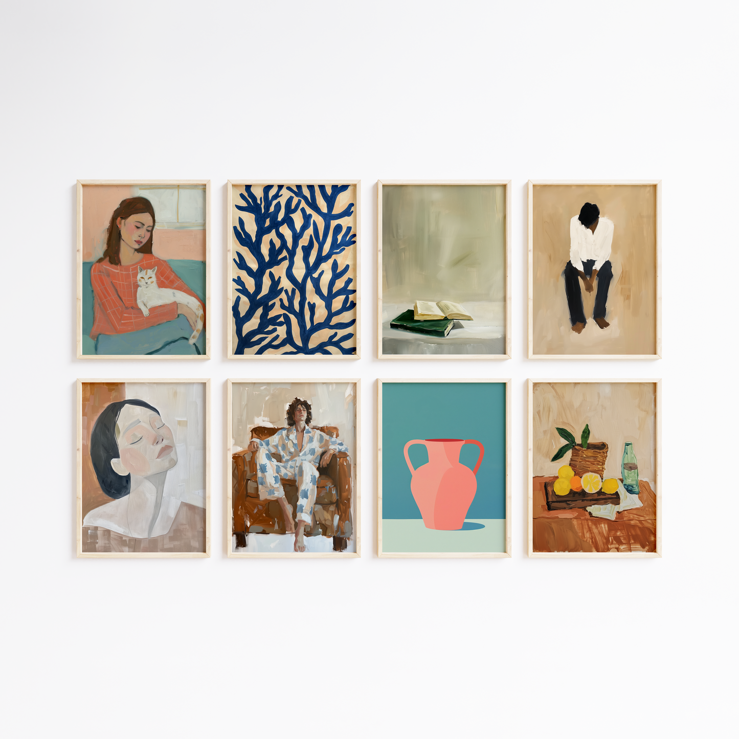 Moderne Kunst Poster · Geschenkidee · Abstrakte Porträts, Frau mit Katze, Stillleben & Boho Wandbilder · Dekoprint ohne Rahmen
