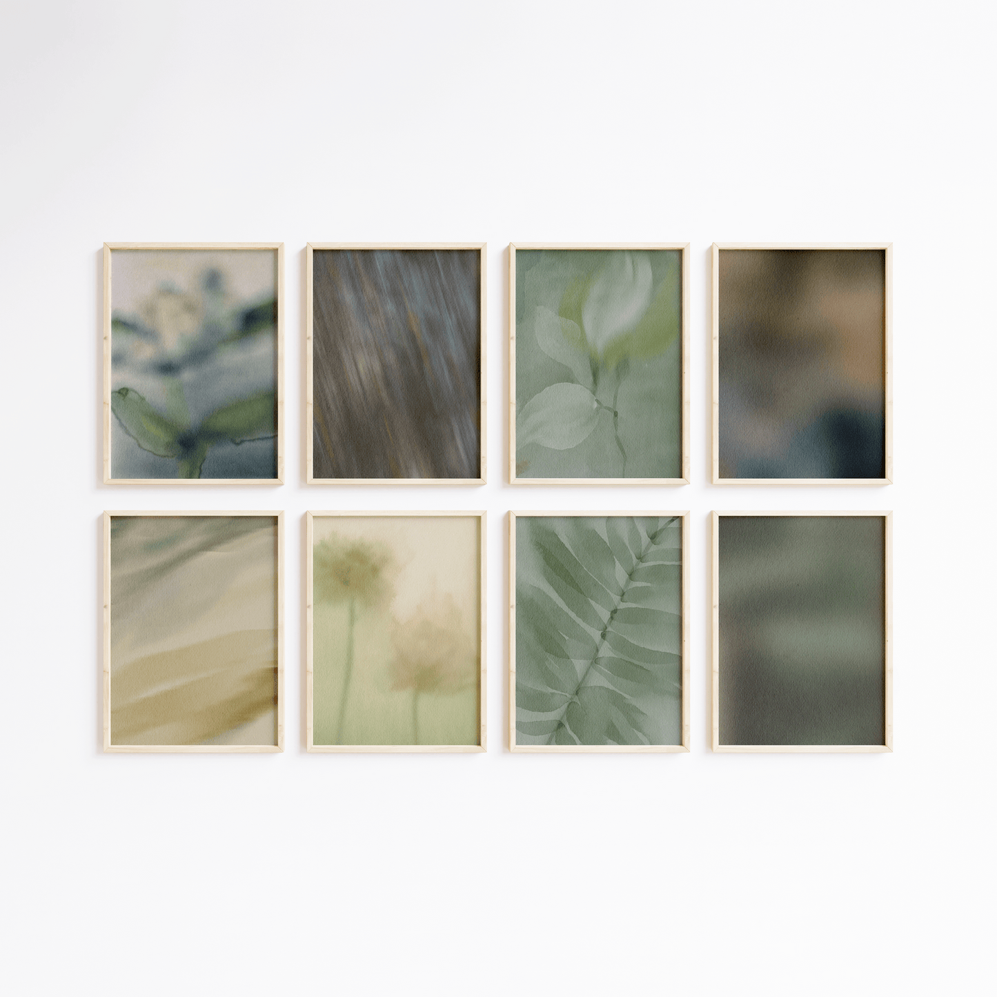 Natur Poster · Geschenkidee · Aquarellblumen Blätter Sanfte Grüntöne · Dekoprint ohne Rahmen
