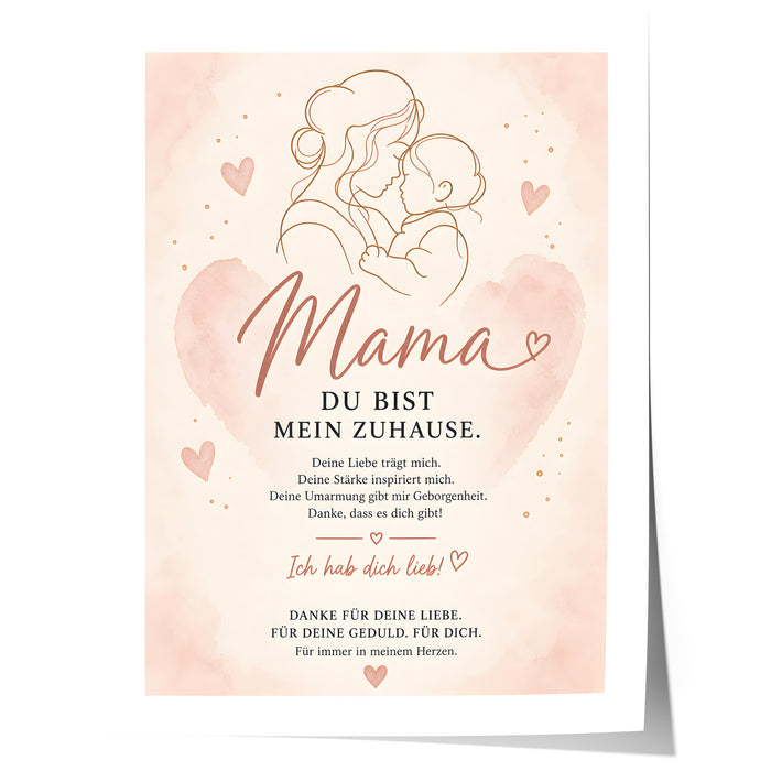 Muttertag Poster Mama & Kind – Premium Baumwolle