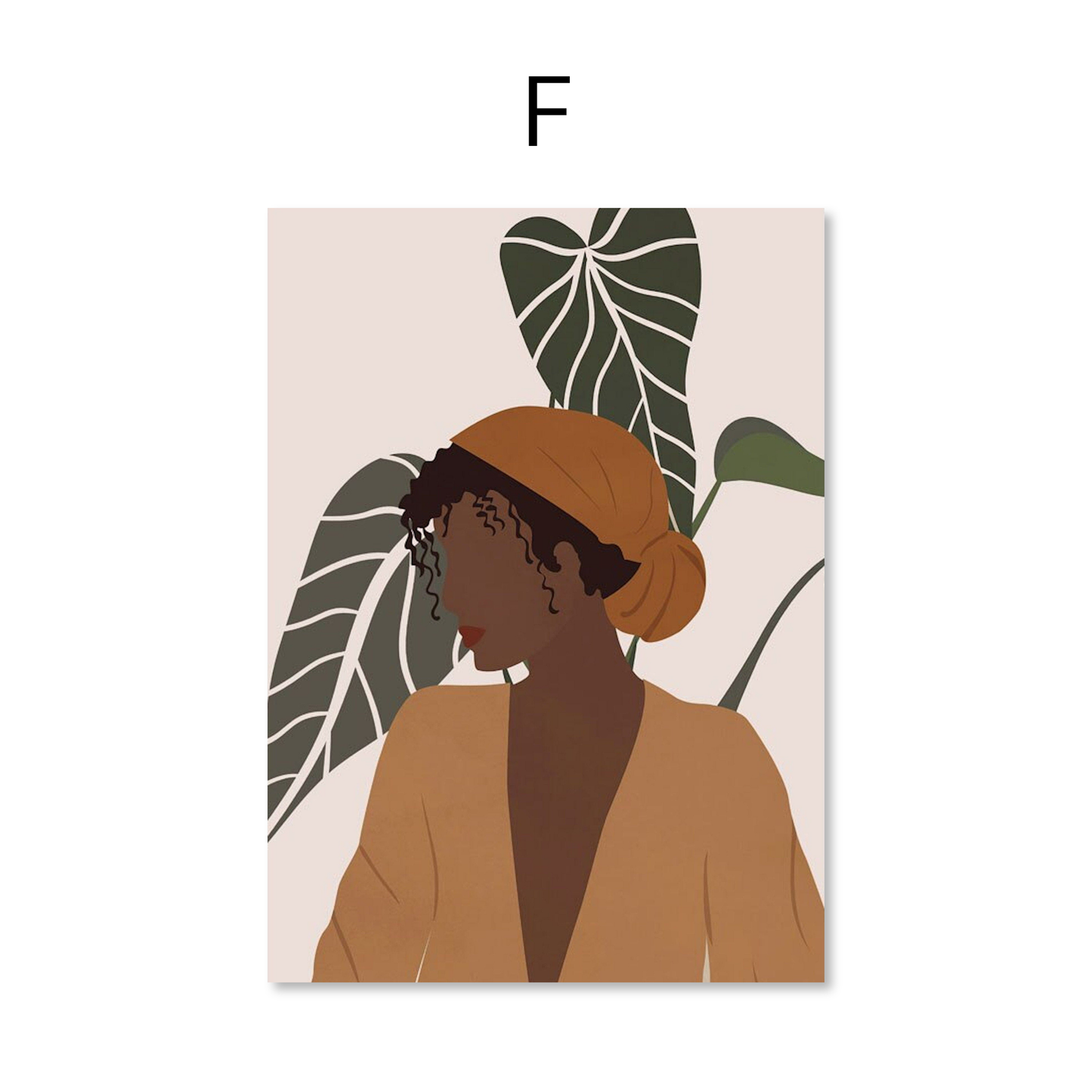 Poster Boho läßige Frau und Monstera Pflanze als Deko Print ohne Rahmen