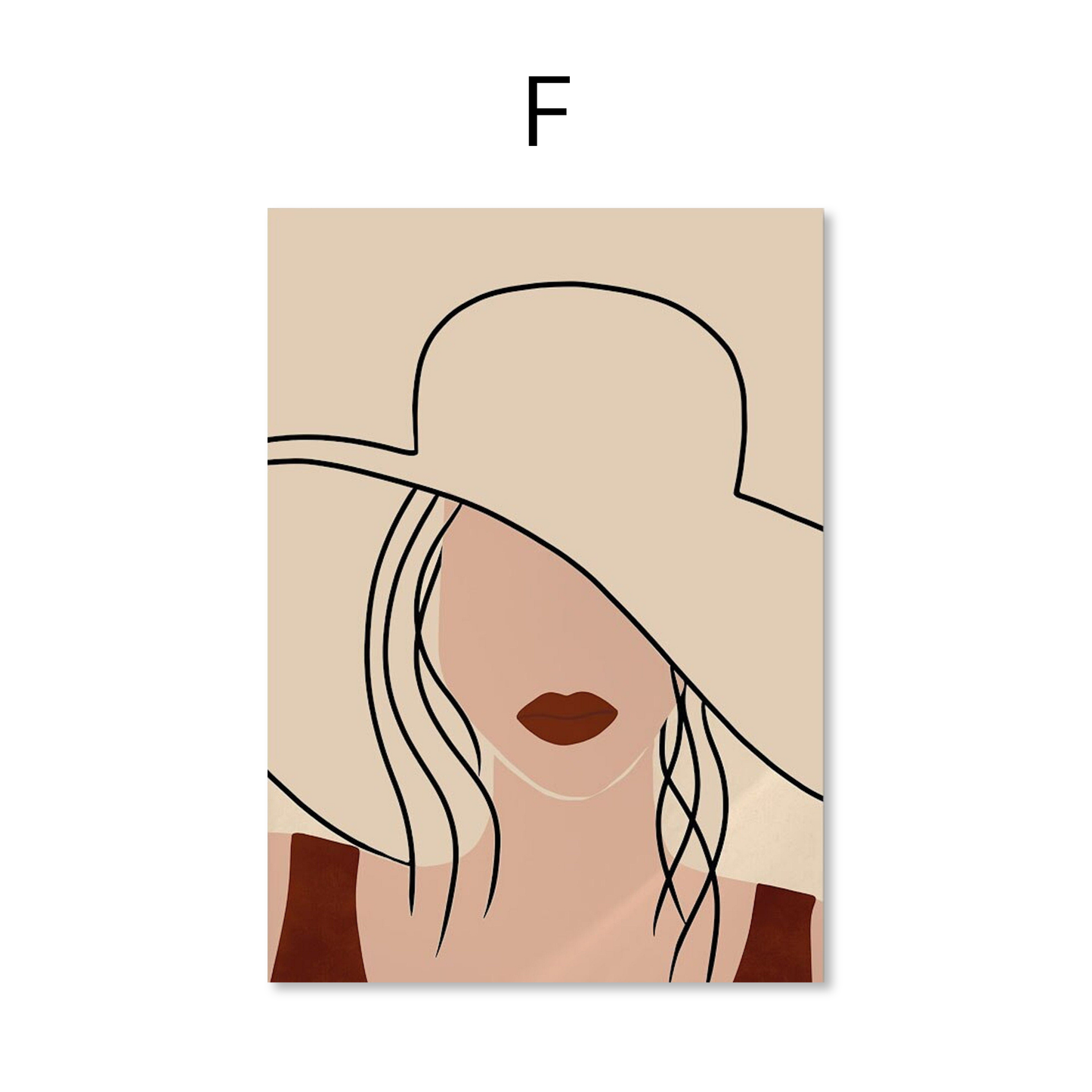 Poster Boho Frau und Blätter als Deko Print ohne Rahmen