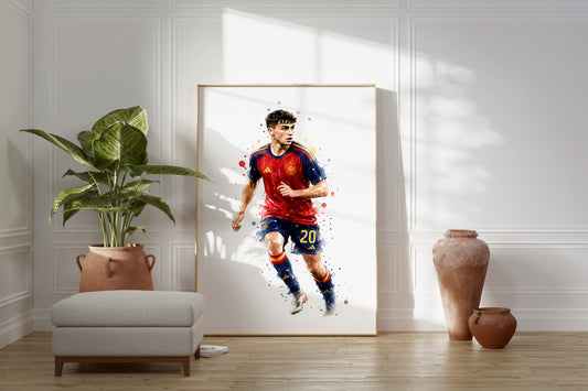 Fußball Poster Spanien Spieler · Geschenkidee · Aquarell Sport Wandbild · Deko Print ohne Rahmen