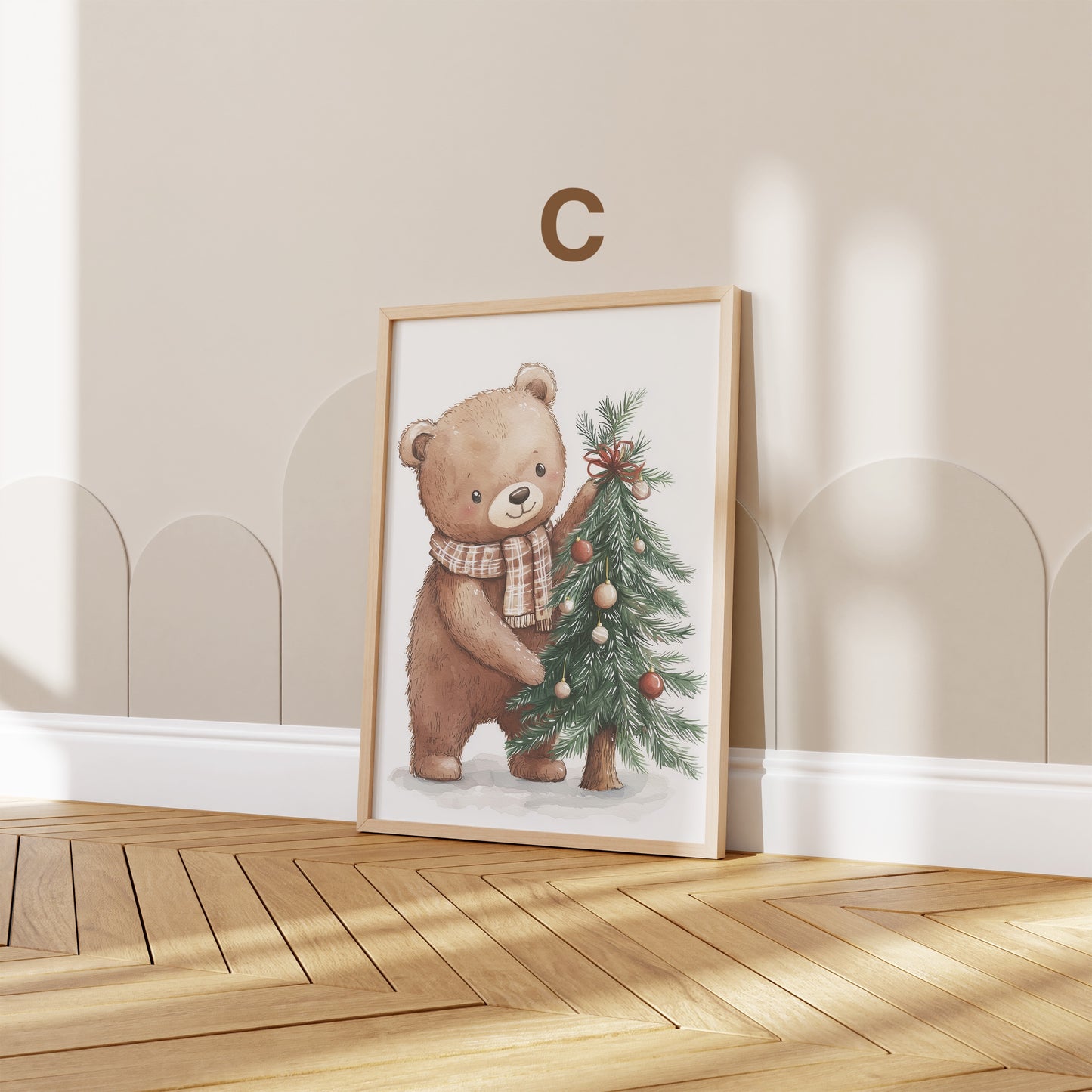 Weihnachten Kinderzimmer Süß Winter Aquarell Bär Dorf Poster · Kinderzimmer Bilder · Wand Deko · Kunst Druck · Deko Print ohne Rahmen
