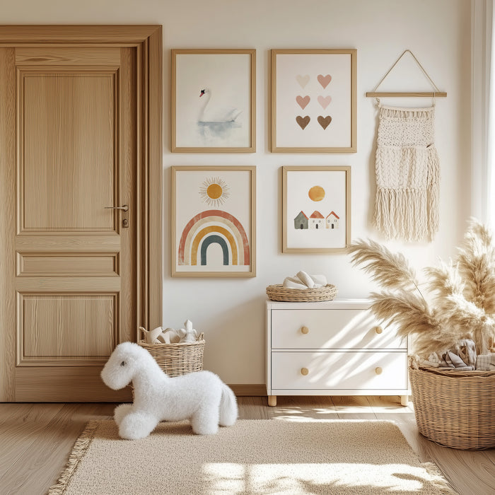 Boho Kinderzimmer Poster aus Premium Baumwolle
