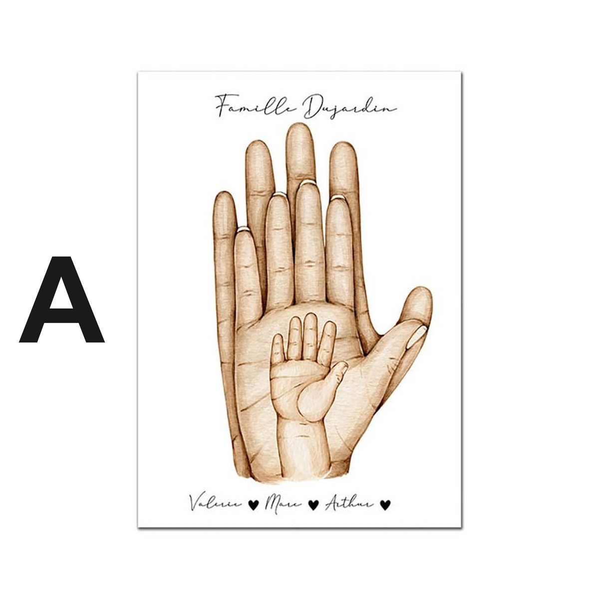 Poster Familie Personalisiert Hände Namen · Haustier Pfote · Regenbogen · Deko Print ohne Rahmen