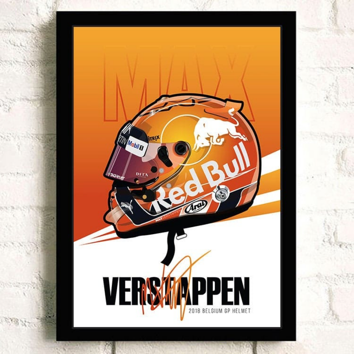 Poster Formel 1 Helm Rennfahrer Name Unterschrift · Deko Print ohne Rahmen