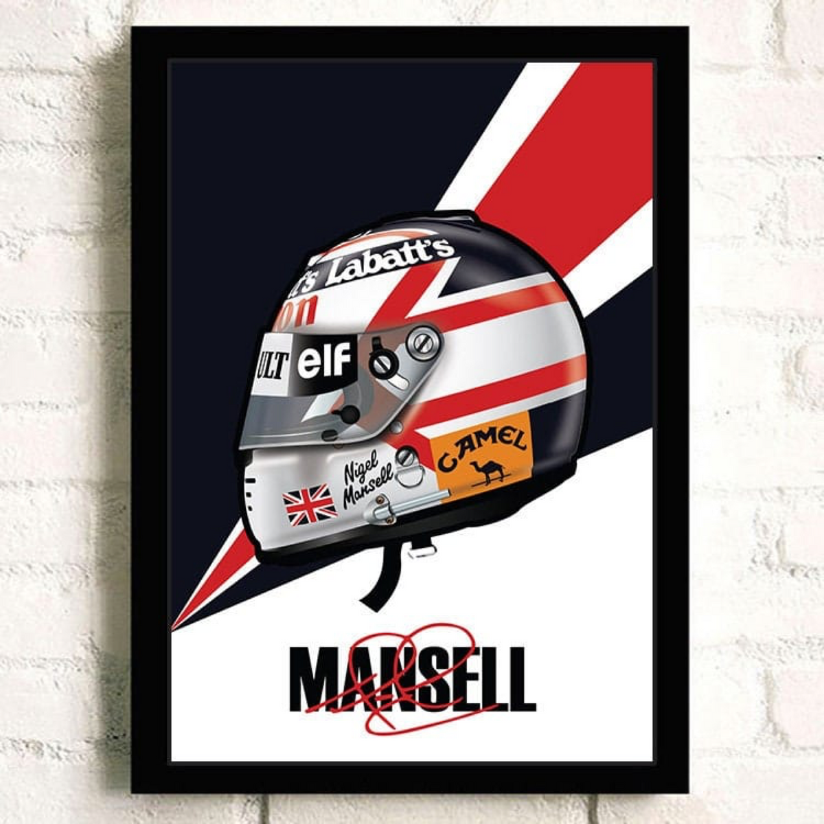 Poster Formel 1 Helm Rennfahrer Name Unterschrift · Deko Print ohne Rahmen