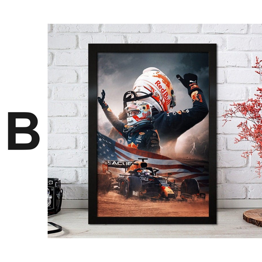 Poster Formel 1 Max Verstappen Rennfahrer Helm Rennwagen Red Bull · Deko Print ohne Rahmen