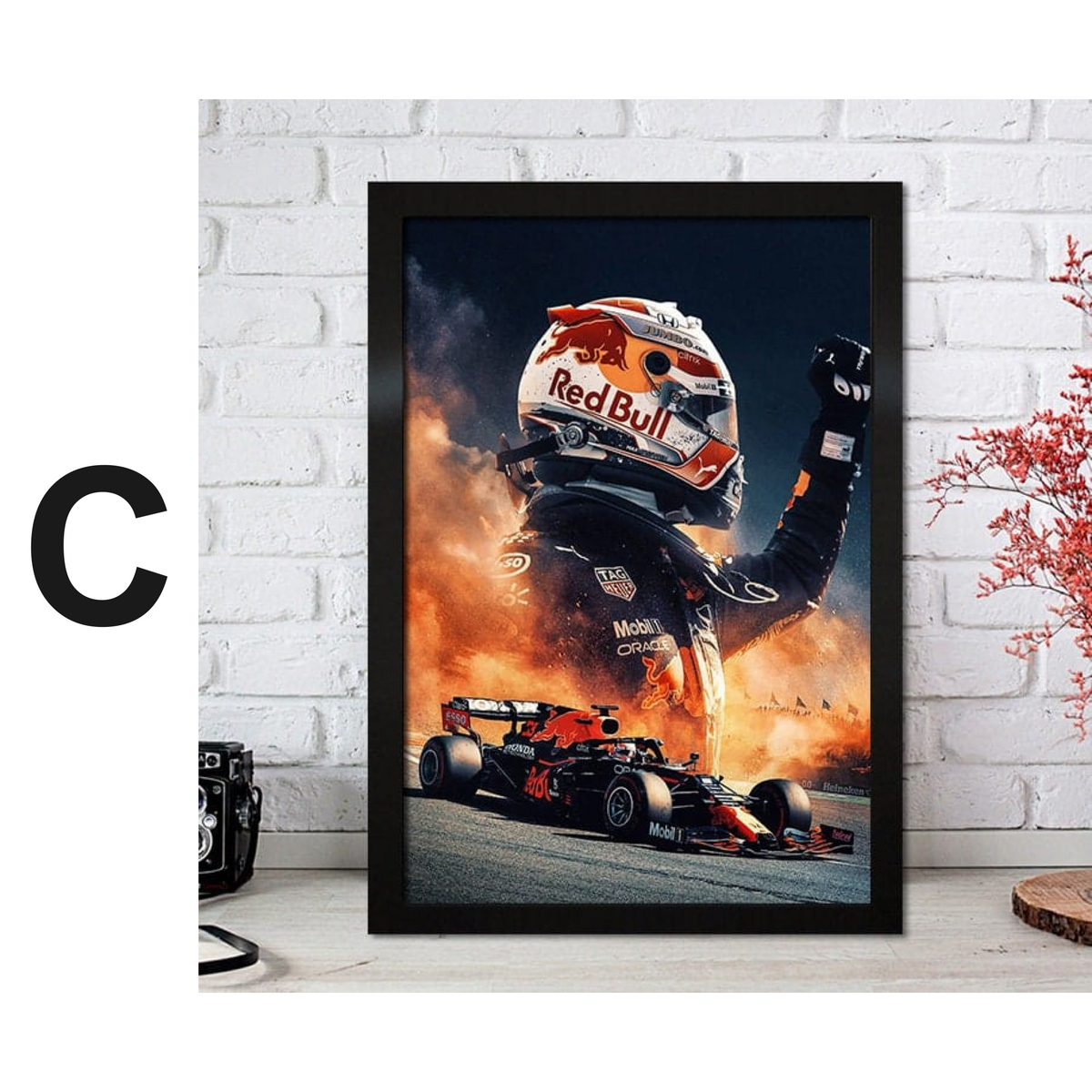 Poster Formel 1 Max Verstappen Rennfahrer Helm Rennwagen Red Bull · Deko Print ohne Rahmen