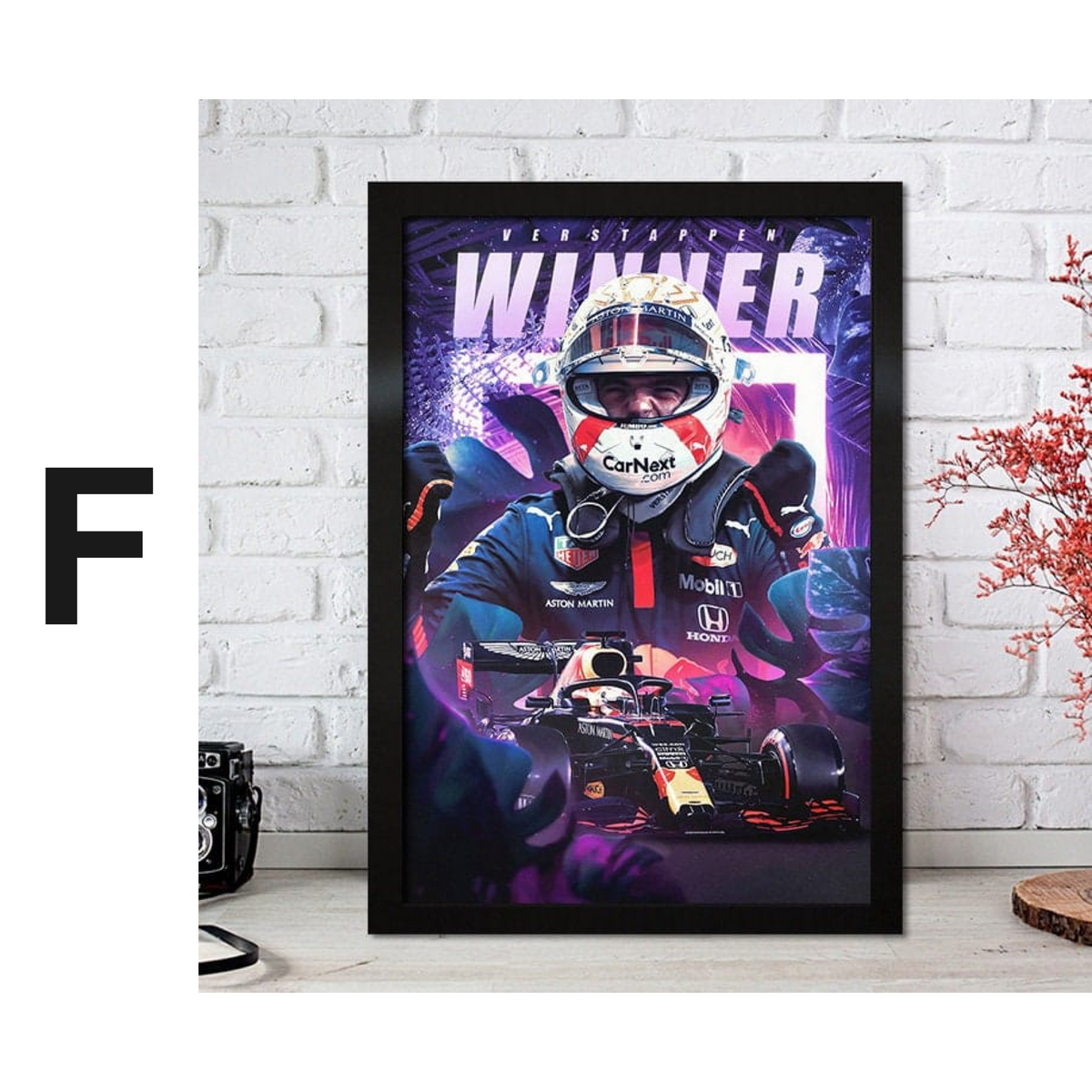 Poster Formel 1 Max Verstappen Rennfahrer Helm Rennwagen Red Bull · Deko Print ohne Rahmen