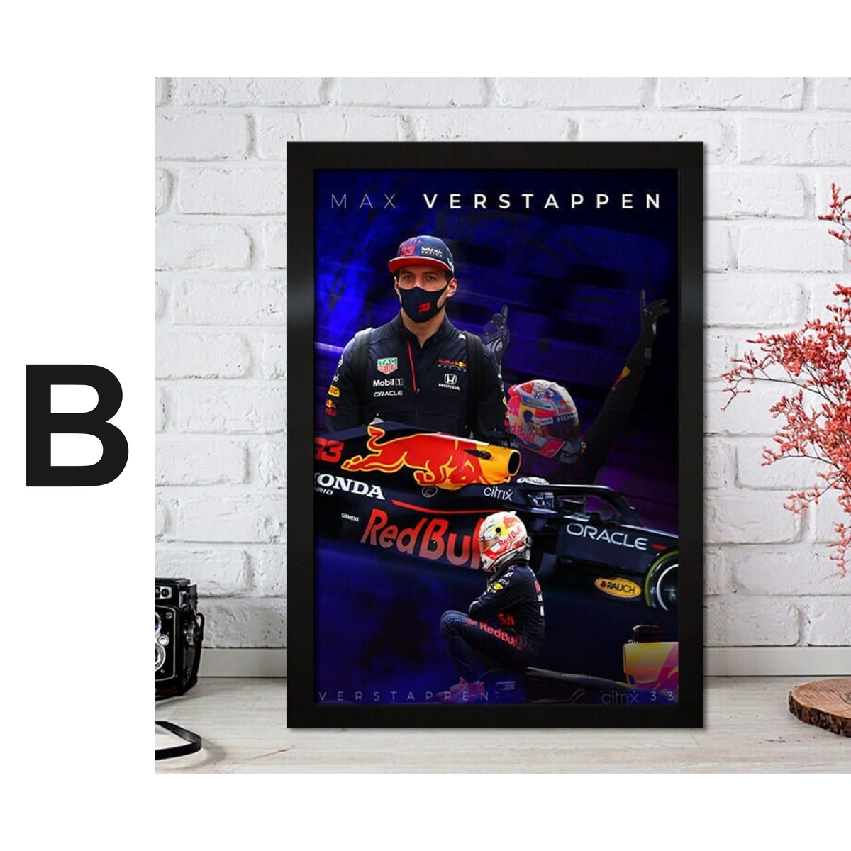 Poster Formel 1 Max Verstappen Rennfahrer Helm Rennwagen Red Bull · Deko Print ohne Rahmen
