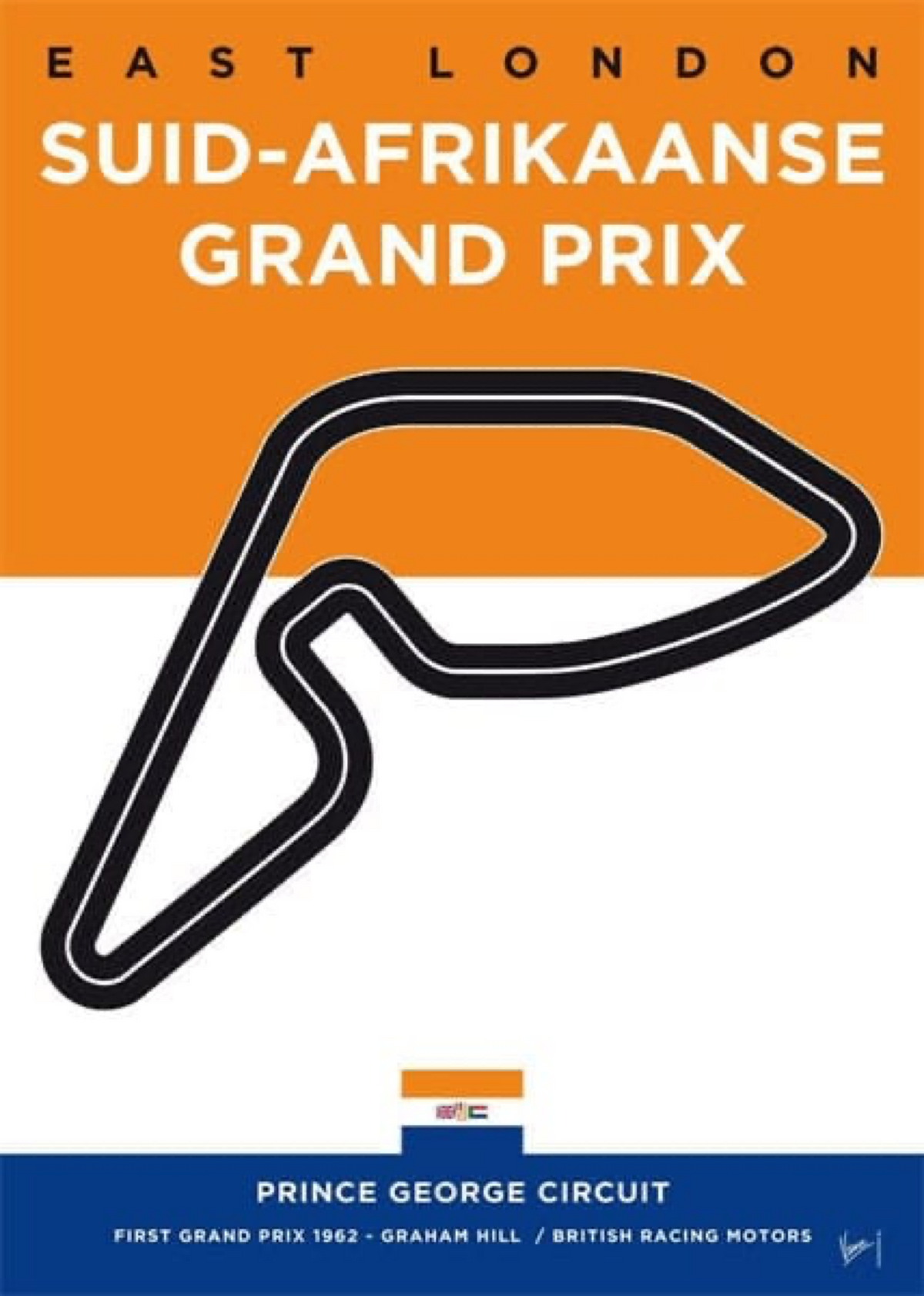 Poster Formel 1 Rennstrecke Länder Flaggen · Deko Print ohne Rahmen
